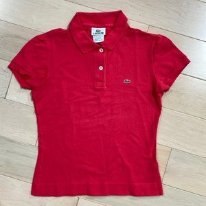 Lacoste pink cotton stretch polo shirt